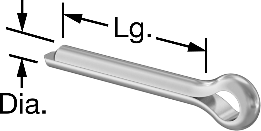 Çinko Kaplı Karbon Çelik Kopilyalar, 3/64" Çap, 1/2" Uzunluk