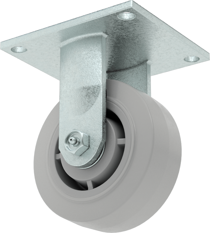 5-1/2" x 5" Montaj Plakalı Tekerlek, Samson, 5 inç Çapında Gri Kauçuk Tekerlekli Sert