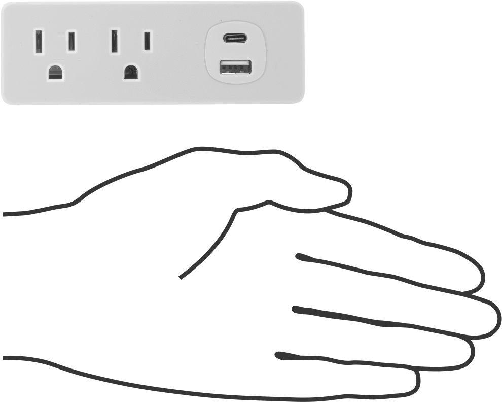 Priz Ayırıcı, 2 Çıkış, Bir adet USB A ve bir adet USB C bağlantı noktası