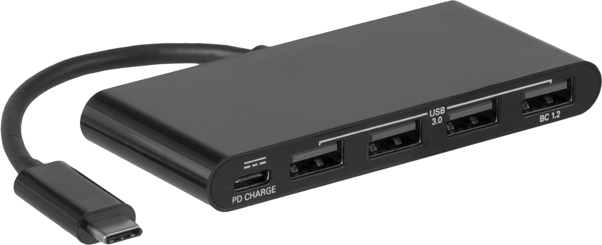 USB Standart 3.2 Gen 1 Hub, USB C 3.2 Erkek x 4 USB A 3.2 ve 1 USB C 3.2 Dişi — 3 3⁄4", 4 1⁄4", Düz