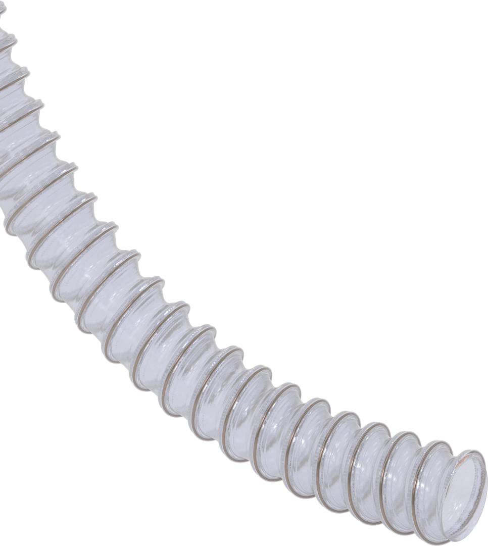 Alev Dirençli Kanal Hortumu, Ağaç Yongaları ve Plastik Peletler için, 2" İç Çap, 2-5/16" Dış Çap
