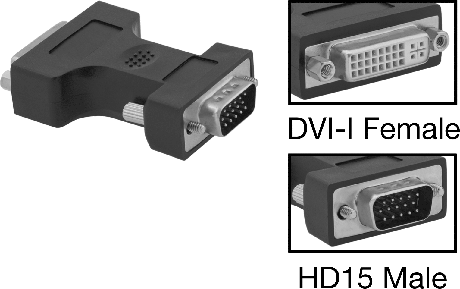 Video Adaptörü, DVI-I Dişi x HD15 Erkek — Adaptör, Veri, Video, Siyah