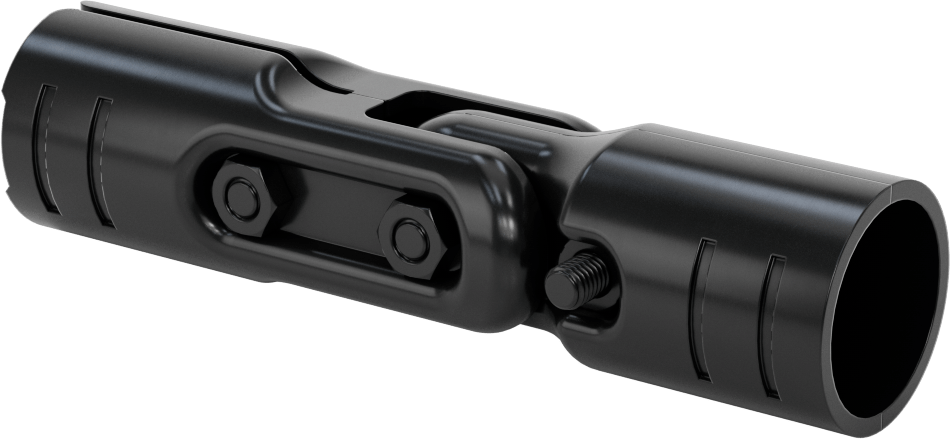 Kelepçeli Çerçeve Rayı için Siyah Boyalı Çelik Ayarlanabilir Açılı Y Konektörü — 1.08", 28 mm, Çelik, Konektör