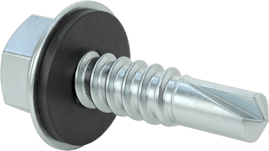 Metal için Pullu Delme Vidaları, Çinko Kaplı Çelik, 10 Numaralı Boyut, 3/4" Uzunluk