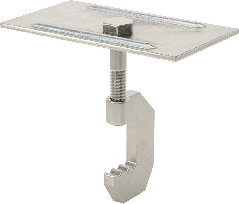 Fiberglas Çubuk Izgara Klipsi, 1-3/4" Yükseklikli Çubuk için C-Klipsi, 3/8" ila 2-1/4" Merkezden Merkeze Genişlik — 316 Stainless Steel,…