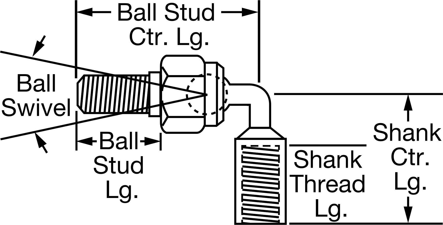 Küresel Mafsal Bağlantısı, Bent-Swivel, 1/4"-20 Diş