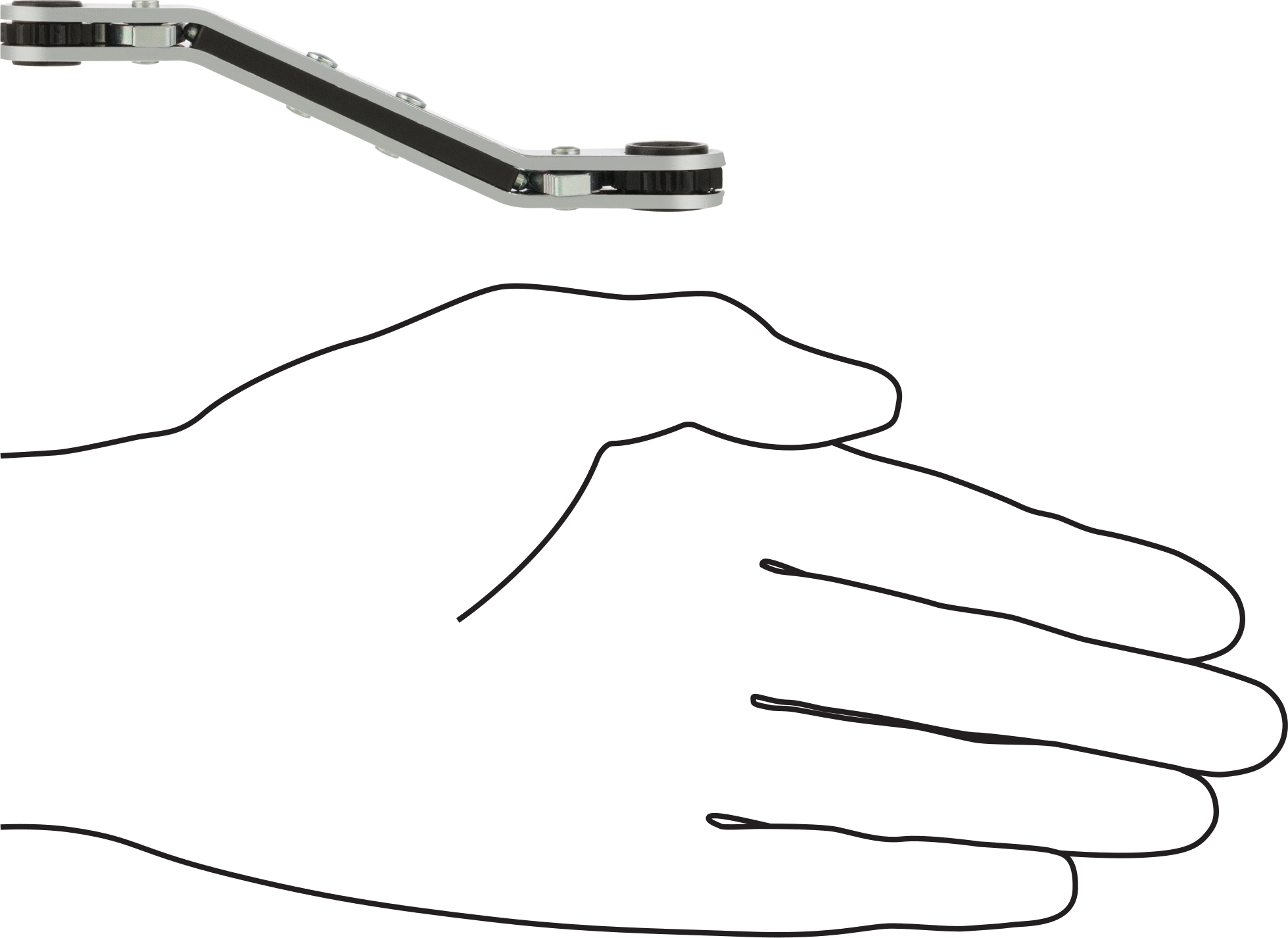 Derin Ofsetli Cırcırlı Çift Başlı Kutu Anahtarı, 6 Uçlu Açıklıklar, 7 mm x 8 mm Boyut, 4-1/4" Toplam Uzunluk