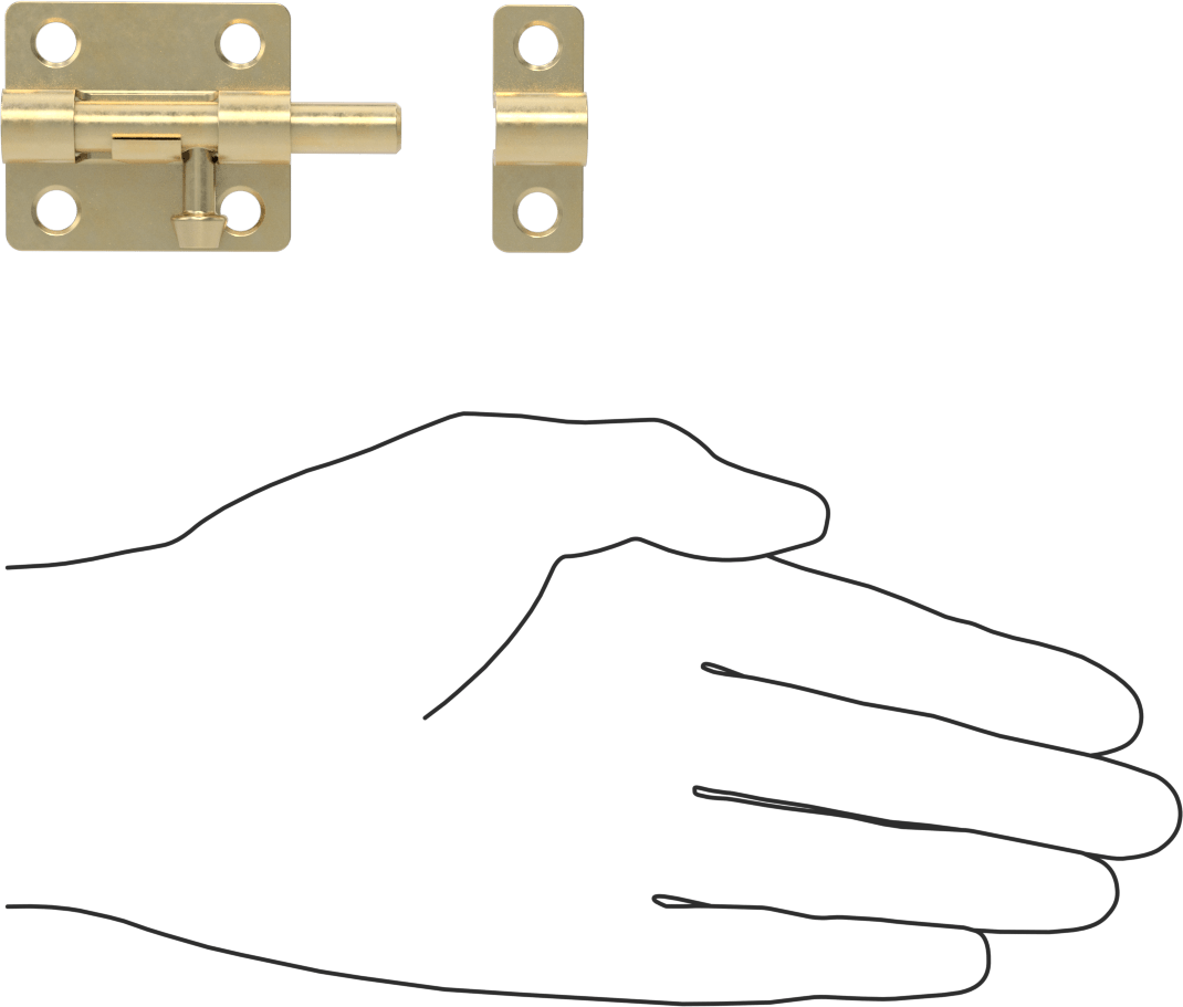 Kaldır-Bırak Namlu Kayar Cıvata Mandalı, Pirinç Kaplamalı Çelik, 1-3/4" Genişlik x 1-1/2" Yükseklik