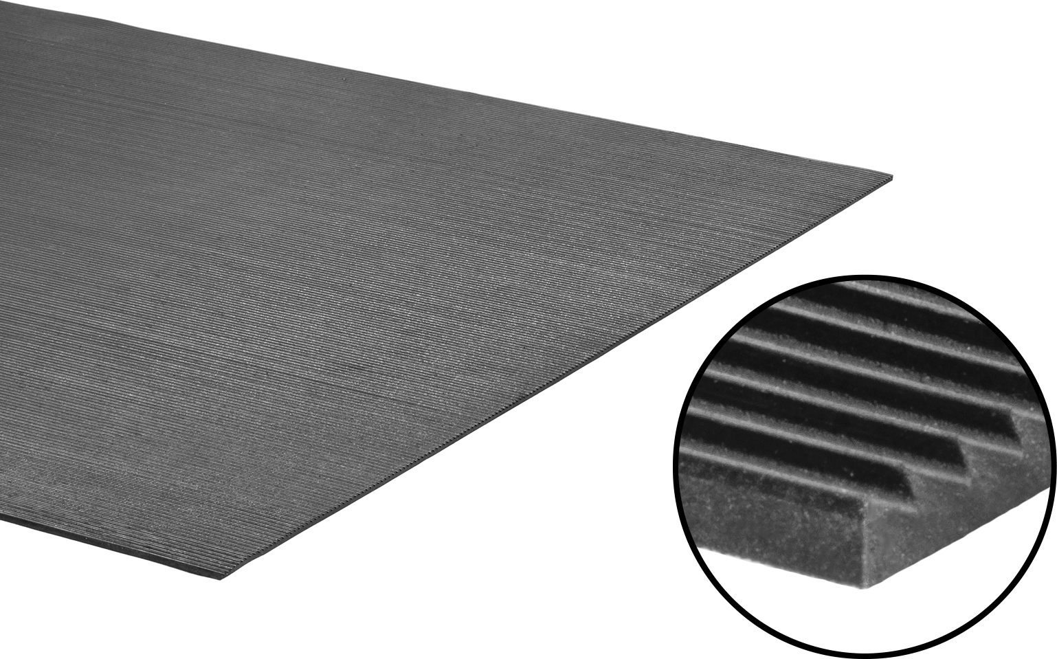 Çekiş Zemin Paspası, Yivli Neopren Kauçuk, 24" x 10 Fit x 1/8"