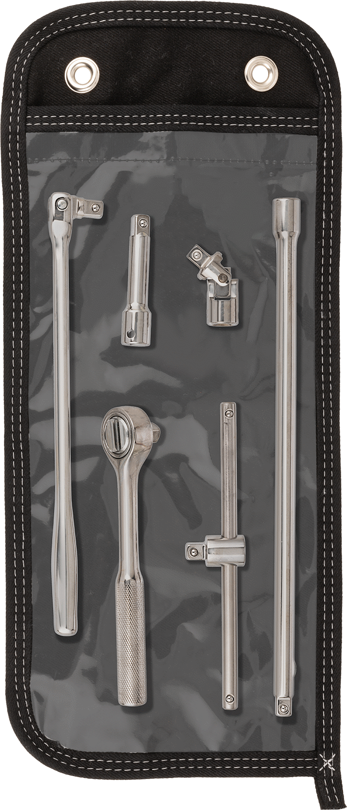 6 Parça 3/8" Kare Tırnaklı Cırcır Anahtarı ve Adaptör Seti — Set, Torba, 6