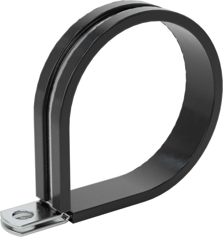 Titreşim Sönümleyici Halka Kelepçe, Çinko Kaplı Çelik, EPDM Yastık, 2-1/4" İç Çap, 3-1/8" Uzunluk