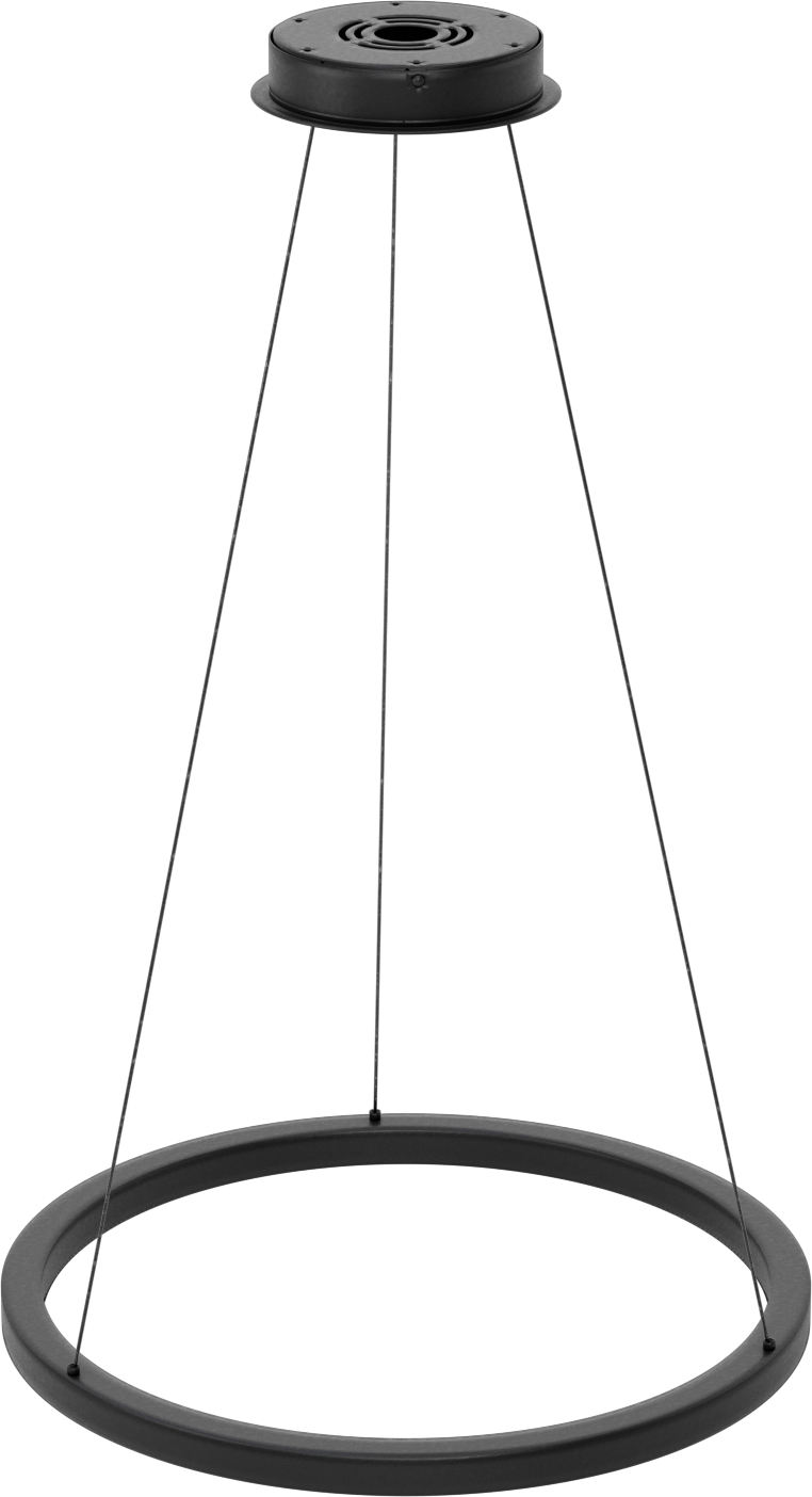 Dekoratif Tavan Işığı, Mat Siyah Gövde, Askı, 24" Çap x 1-1/4" Yükseklik