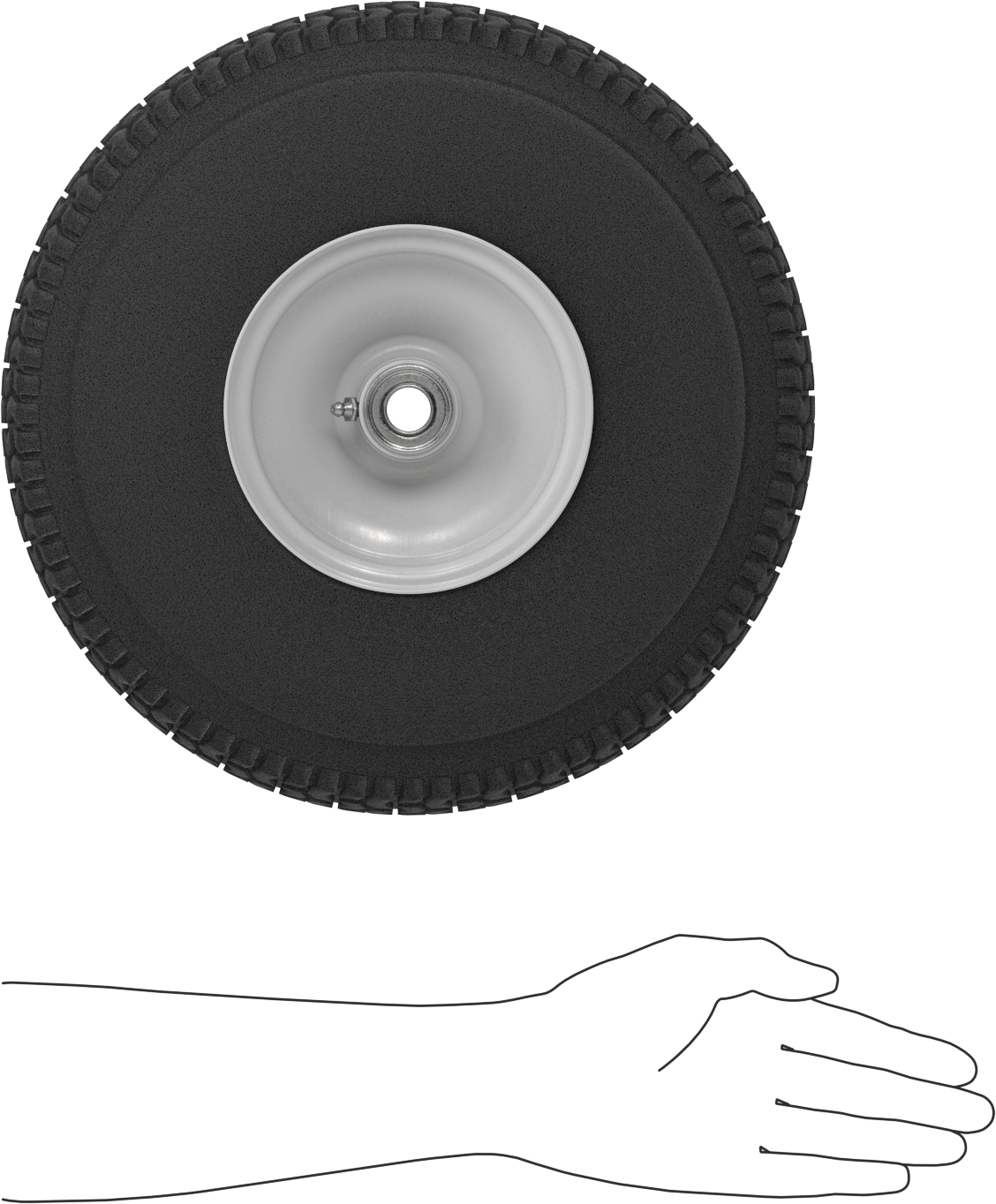 Düz Lastiksiz Tekerlek, 13-5/16" Çap x 4-1/2" Genişlik