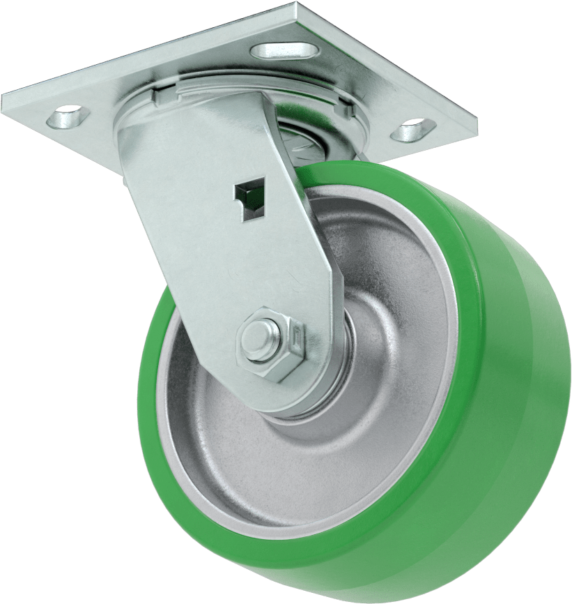 4-1/2" x 4" Plakalı Yüksek Kapasiteli Spartan Tekerlek, 5" Çap x 2" Genişlik Açık Rulmanlı Poliüretan Tekerlekli Döner Tekerlek