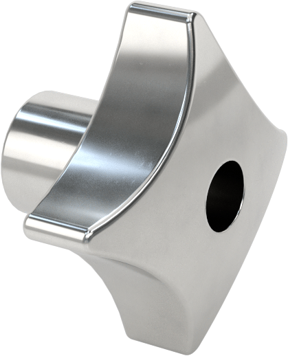 Paslanmaz Çelik Dört Kollu Topuz, 5/16" Çaplı 1" Derinlikli Delikli — 5⁄16", Dişsiz Delik, 303 Stainless Steel, Stainless Steel