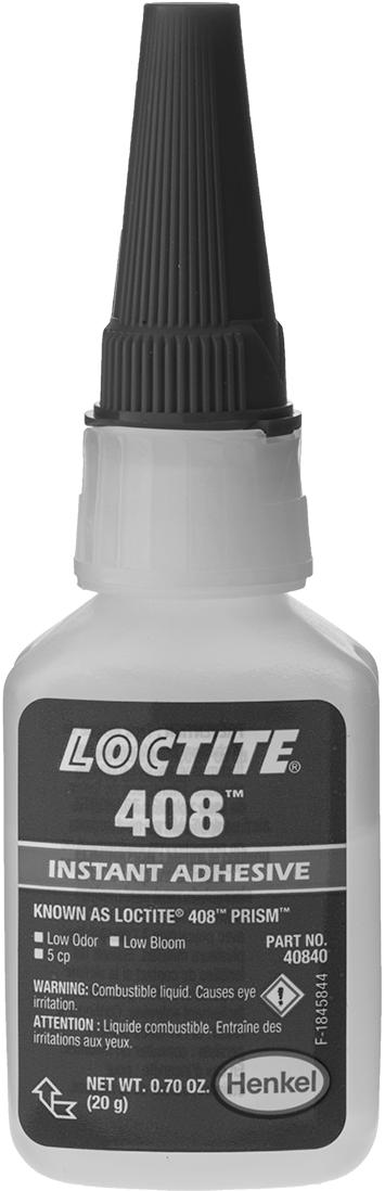 Anında Yapışan Yapıştırıcı, Optik Olarak Şeffaf, Loctite® 408, 0.7 FL. oz. Şişe