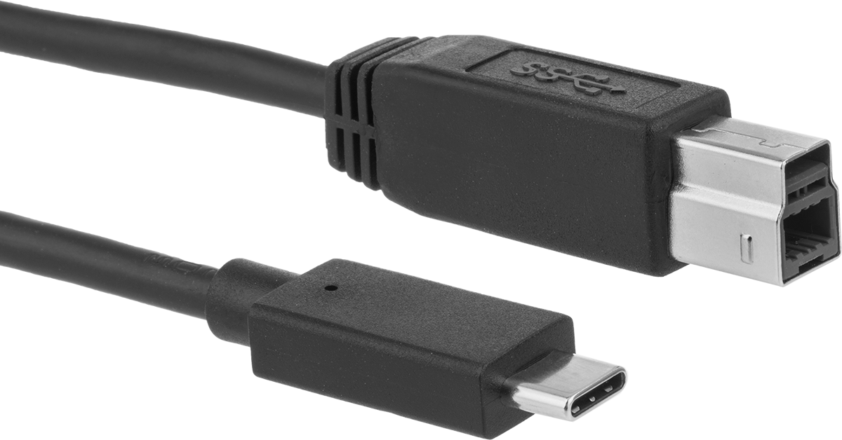 USB Kablosu, USB Standart 3.2 Gen 1, C Fişi x B Fişi, 6 Fit Uzunluk — 6 ft., 3.2 Gen 1, Korumasız