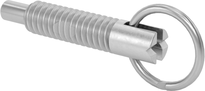 Çelik Halka Tutamaklı Geri Çekilebilir Yaylı İtici, Kilit Burunlu, 1/4"-20 Diş, 1-2.5 lb. Burun Kuvveti