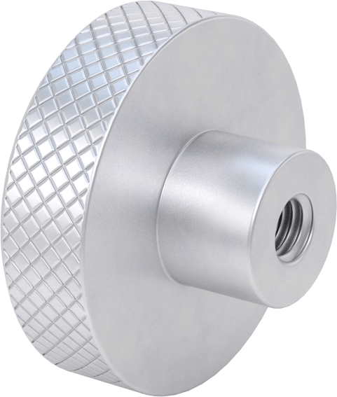 Alüminyum Tırtıllı Tutma Düğmesi, 3/8"-16 Dişli 7/8" Derinlikte Delikli
