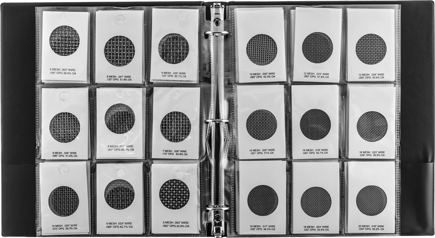 Filtre Ağı Örnek Paketi, Tanımlama Kiti, 45 Parça — 304 Stainless Steel, Stainless Steel, 3", 2"