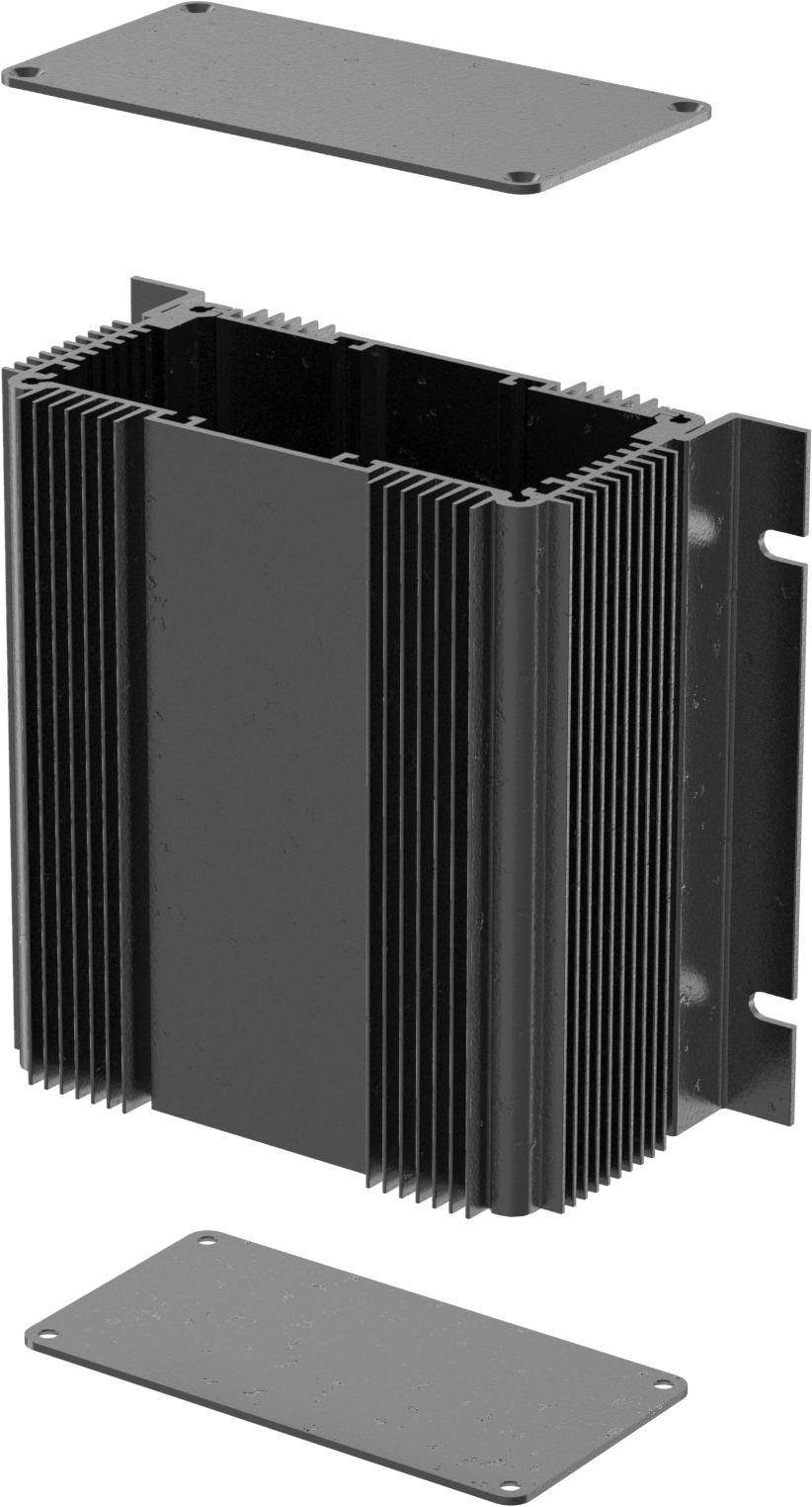 Isı Dağıtıcı Devre Kartı Muhafazası, 4-3/4" Yükseklik x 4-3/8" Genişlik x 2-3/8" Derinlik, Siyah