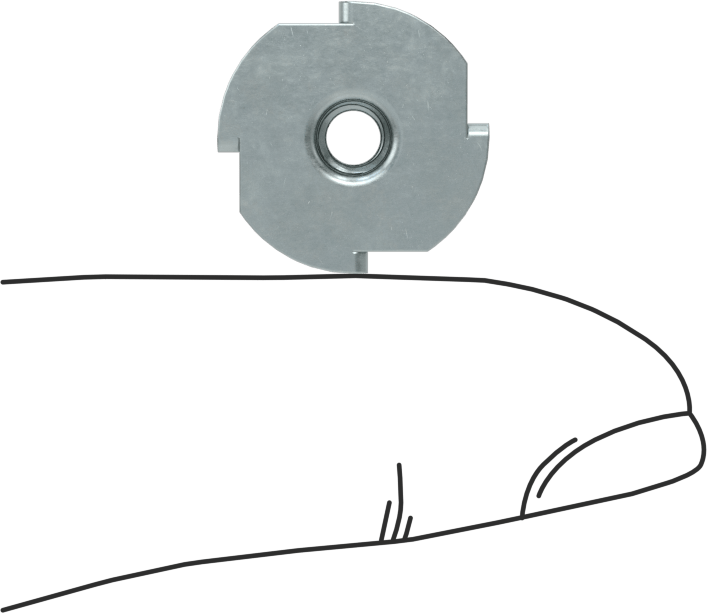 Ahşap için Çinko Kaplı Çelik T-Somun Ek Parçaları, M4 x 0.7 mm Diş Boyutu, 6 mm Takılı Uzunluk