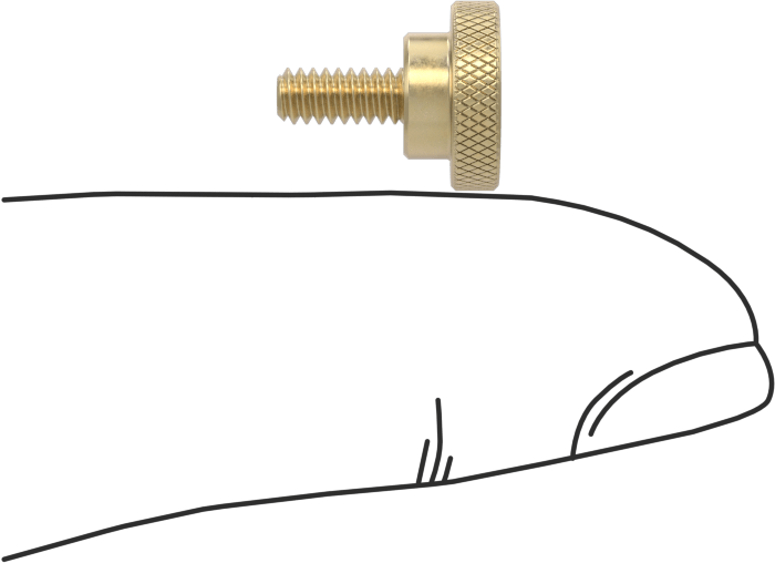 Pirinç Yükseltilmiş Tırtıllı Başlı El Vidası, 4-40 Diş Boyutu, 1/4" Uzunluk
