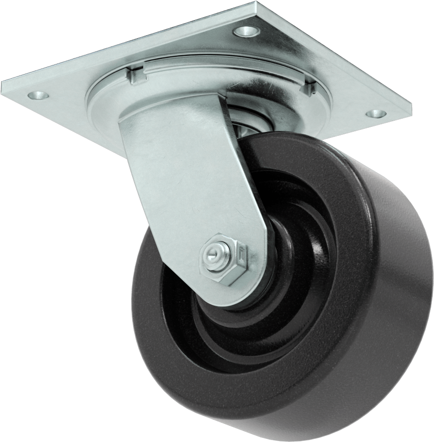 5-1/2" x 5" Plakalı Yüksek Kapasiteli Spartan Tekerlek, Sızdırmaz Rulmanlı ve 5" Çaplı Fenolik Tekerlekli Döner