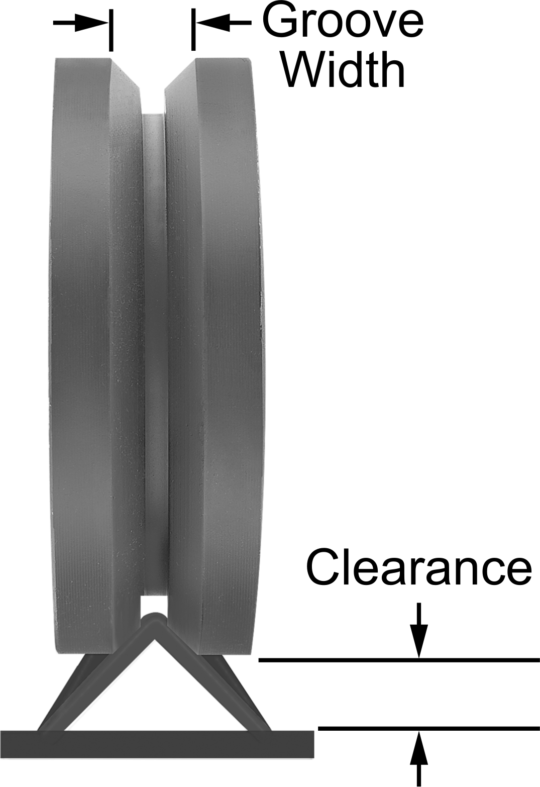 303 Paslanmaz Çelik V-Oluklu Ray Tekerleği, 4" Çap x 1-3/8" Genişlik