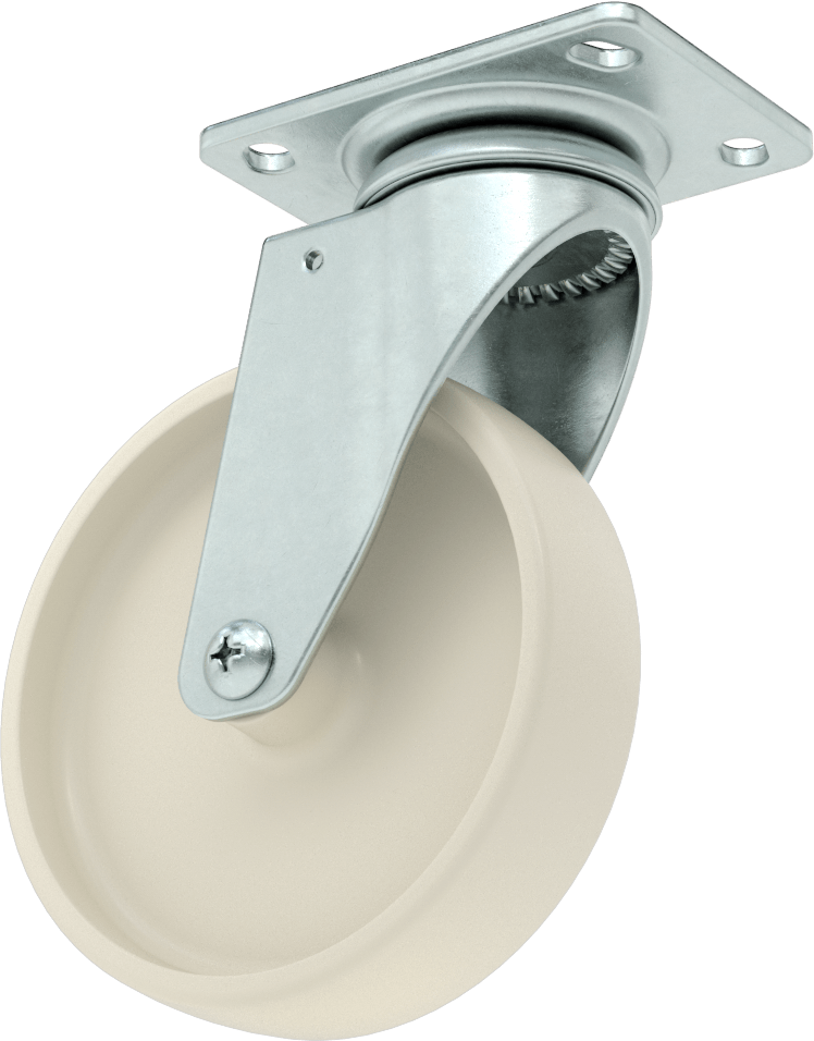 3-3/4" x 2-3/4" Plakalı Parlak Yüzeyli Tekerlek, 5 inç Çapında Naylon Tekerlekli Döner Tekerlek — 6 3⁄8", Levha, 5"