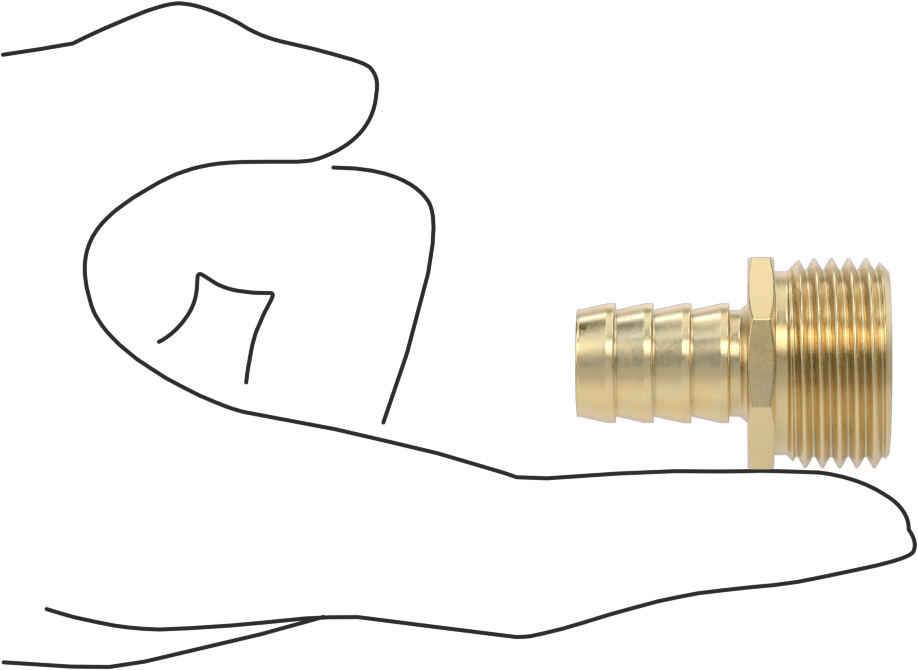 Pirinç Tırnaklı Bahçe Hortumu Bağlantı Parçası, Adaptör, 5/8" Hortum İç Çapı x 3/4 GHT Erkek için, 1-9/16" Uzunluk