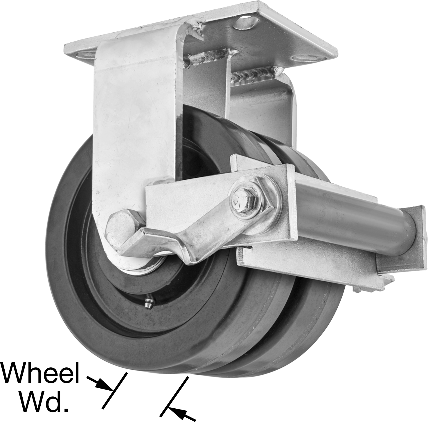 7-1/4" x 5-1/4" Plakalı Stronghart Tekerlek, Ekstra Yüksek Kapasiteli, Frenli ve 8 inç Çapında Fenolik Tekerlekli Sabit — 8", 3,500 lb.,…