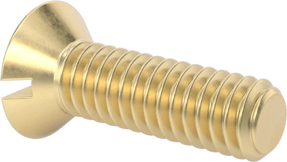 Pirinç Oluklu Havşa Başlı Vida, 1-72 Diş Boyutu, 1/4" Uzunluk