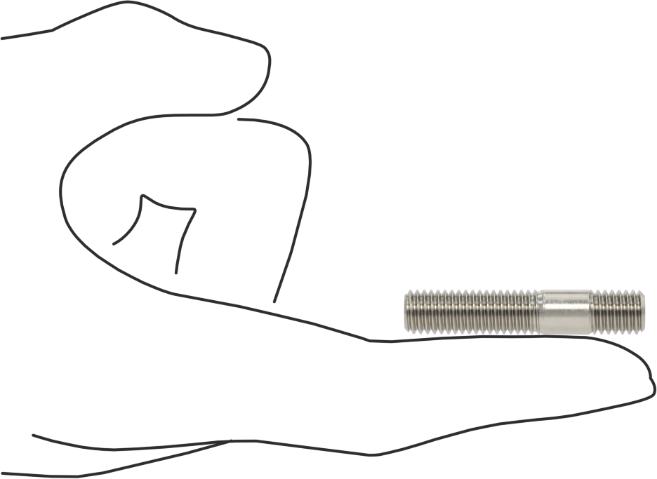 Her İki Ucu Dişli Kurulum Saplaması, 18-8 Paslanmaz Çelik, M8 x 1.25 mm Boyut, 22 mm ve 8 mm Diş Uzunluğu, 43 mm Uzunluk