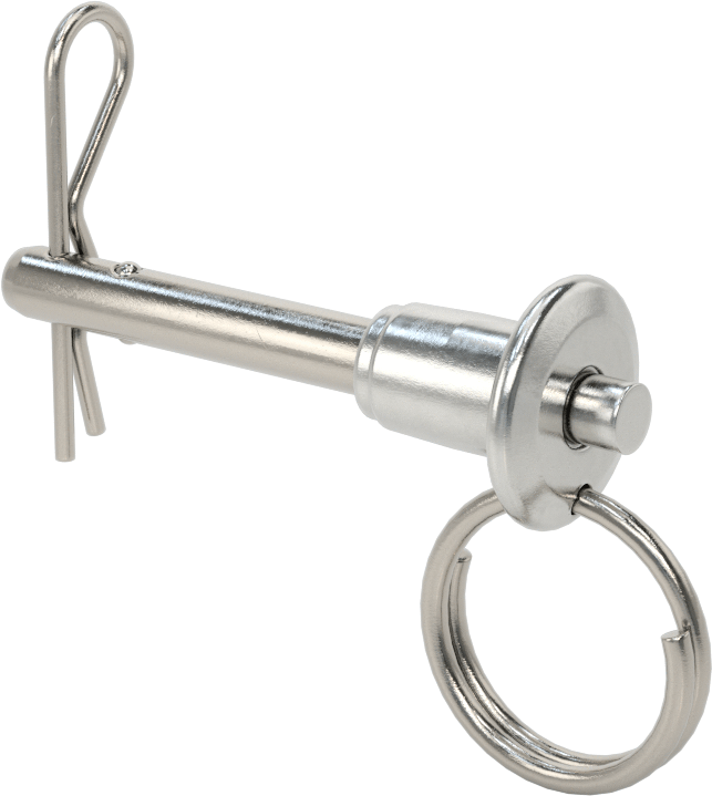 Kopilyalı Çift Kilitli Hızlı Açma Pimi, 17-4 PH Paslanmaz Çelik, 1/4" Çap, 1" Kullanılabilir Uzunluk