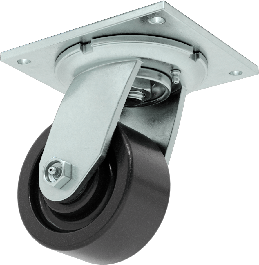 5-1/2" x 5" Plakalı Yüksek Kapasiteli Spartan Tekerlek, Açık Rulmanlı ve 4 inç Çapında Fenolik Tekerlekli Döner Tekerlek — 4", Levha, Döner