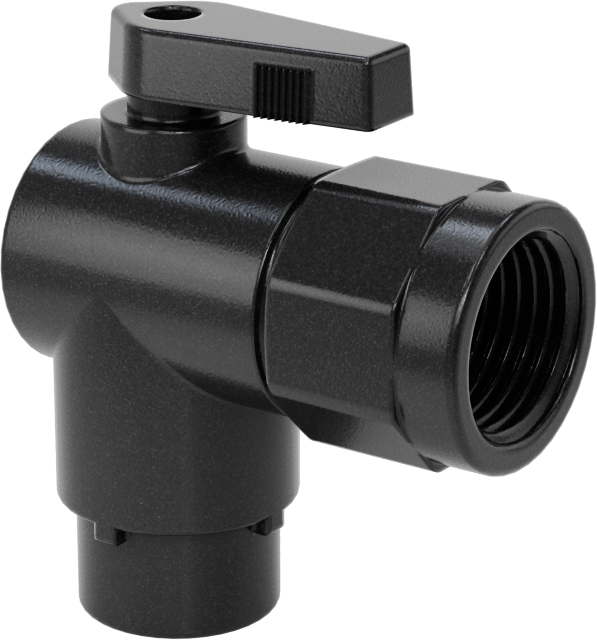 Kimyasallar için Açma/Kapama Vanası, Naylon, 90 Derece Adaptör, 1/4" Bağlantı x 1/2 NPT Dişi