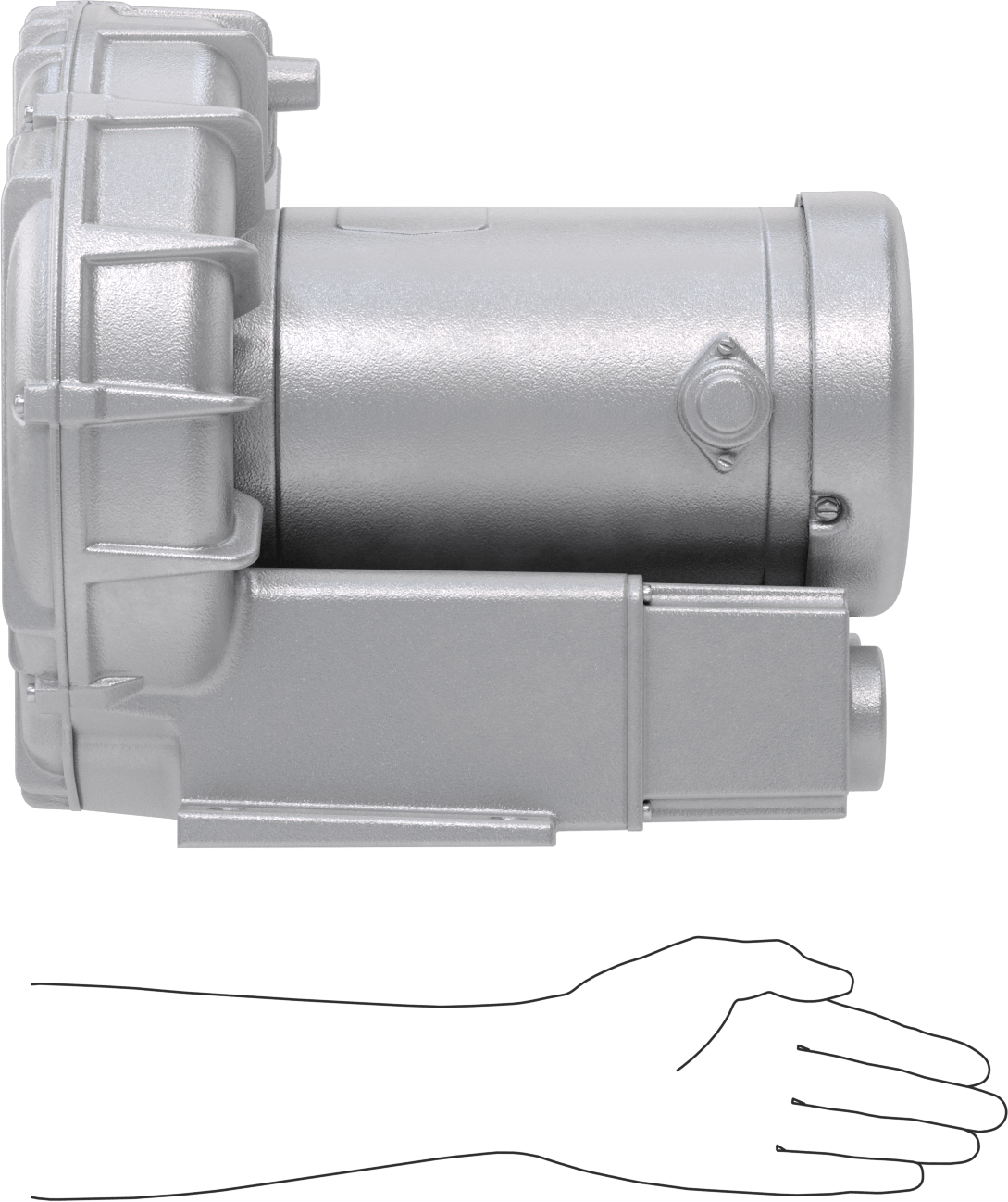 Yüksek Akışlı Düşük Basınçlı Sıkıştırılmış Hava Üfleyici, 208-230/460 VAC, 3 Fazlı, 160 CFM @ 0 PSI, 2-1/2 hp