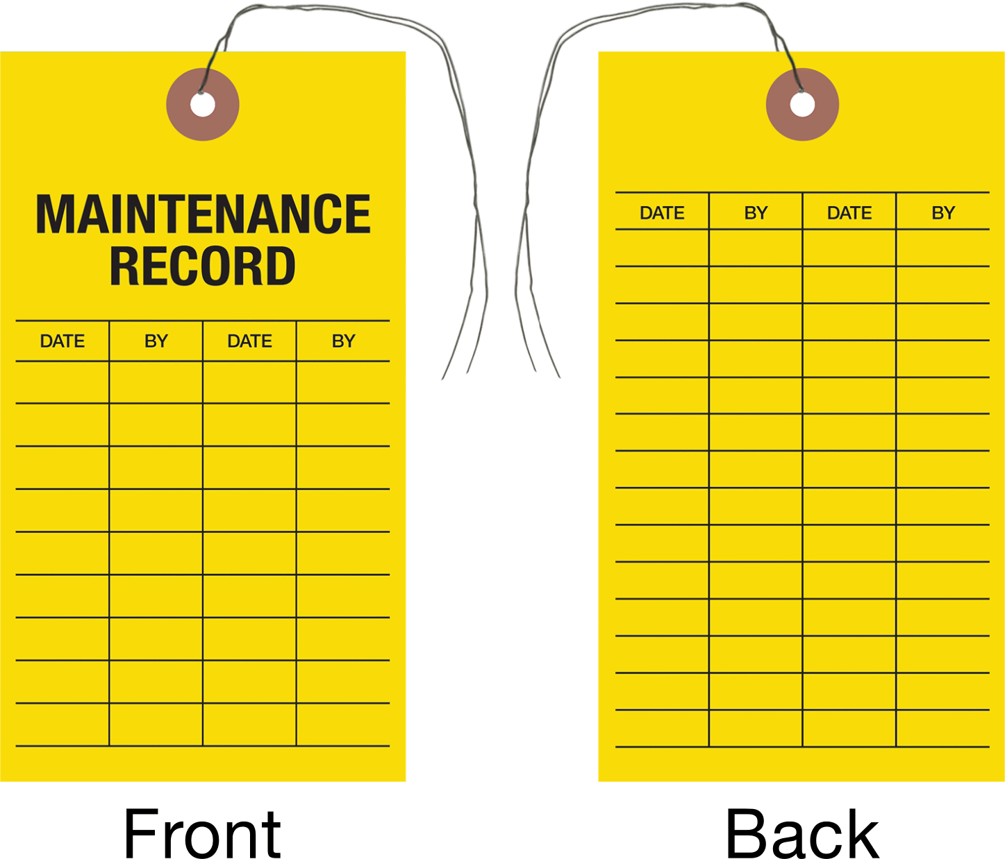 Denetim Kaydı Etiketleri, Bakım Kaydı Mesajı, Karton — Date—By—Date—By, Maintenance Record, Cardstock, Fiber, Paper, Steel, Asma