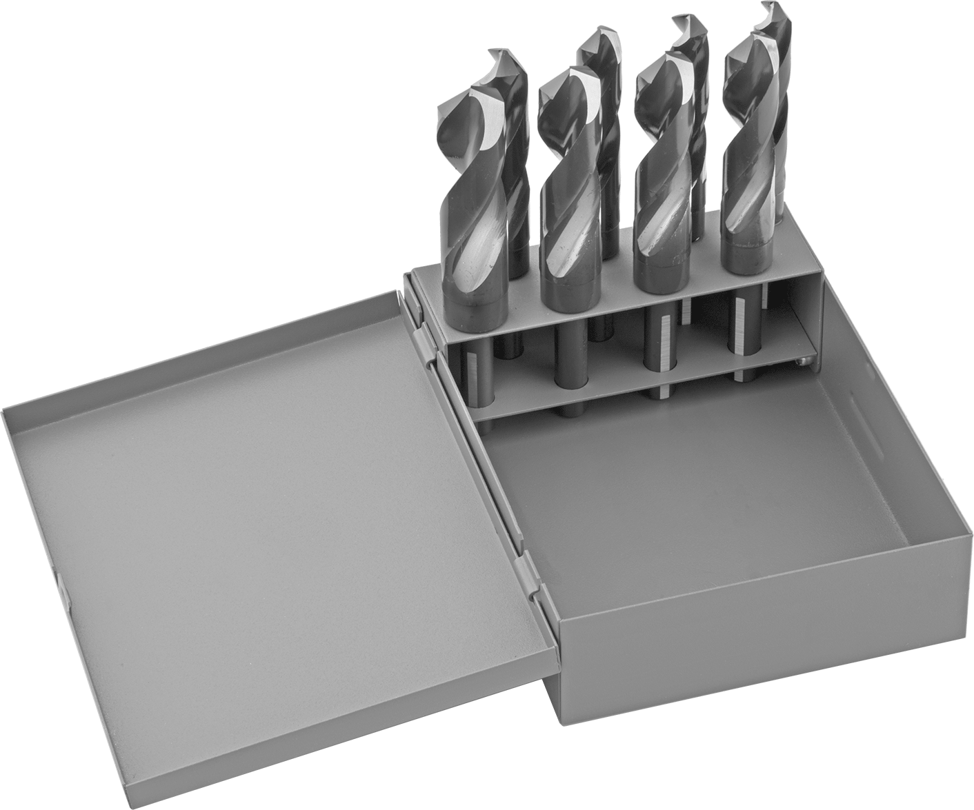 TiN Kaplamalı 1/2" Çaplı Daraltılmış Şaftlı Matkap Ucu, 8 Parça Set — Küçültülmüş Yuvarlak, 1⁄2", Alüminyum, Pirinç, Bronz, Demir, Nikel,…
