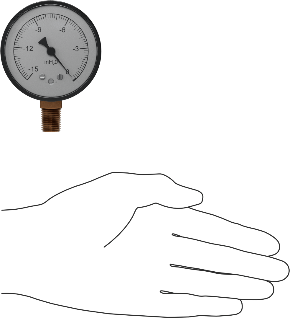 1/4 NPT Erkek Alt Bağlantılı Ultra Düşük Vakummetre, NIST Sertifikası, Çelik Kasa, 2-1/2" Kadran, -15 ila 0 inç H2O