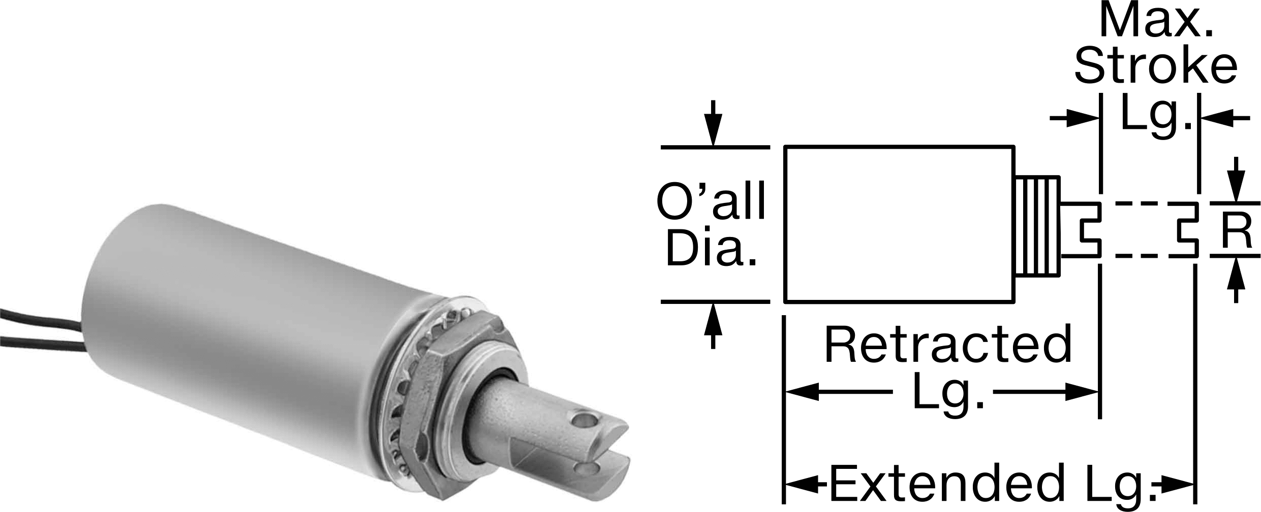 Sızdırmaz Lineer Solenoid, Sürekli, Çekme, 0.25" Strok, 2 oz. Kuvvet