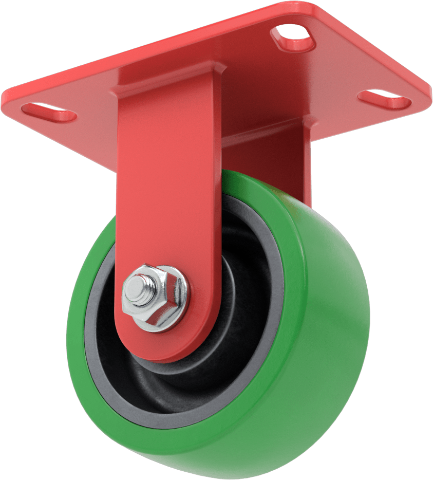 6-1/2" x 4-1/2" Plakalı Yüksek Kapasiteli Kingston Tekerlek, 5 inç Çapında Yeşil Poliüretan Tekerlekli Sert — 5", Levha, Sert