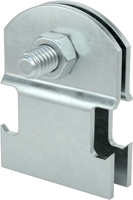 Strut Montajlı Metal Yönlendirme Kelepçesi, Çinko Kaplı Çelik, 1/4" İç Çap, 1/16" Kalınlık