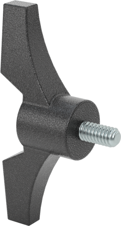 İki Kollu Topuz, Naylon, 1/4"-20 Diş Boyutu x 1/2" Uzunlukta Çelik Saplama