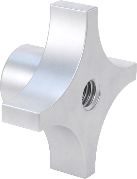 Alüminyum dört kollu topuz, 3/8"-16 Dişli Delikli — 3⁄8"-16, Dişli Delik, Alüminyum