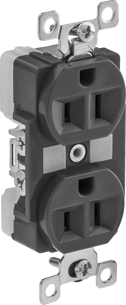 Düz Bıçaklı Konektör, Topraklı 3 Yuvalı Çift Yönlü Dişi Priz, NEMA 5-15 — 125V AC, Dişi, 15A