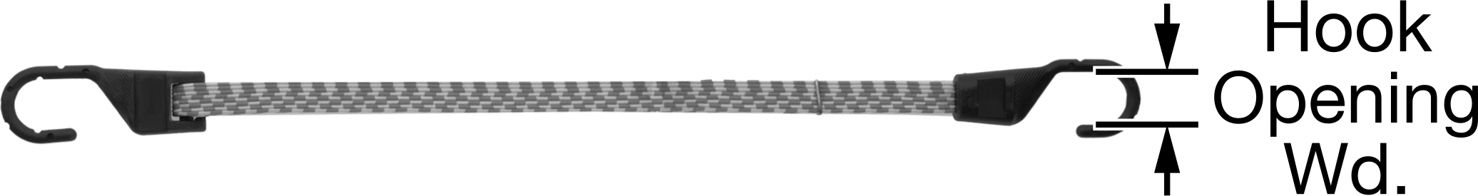 Elastik bungee kordon, Çelik J-Kancalı, Ayarlanabilir, Aşınmaya Dayanıklı, 10"- 54" Uzunluk, 3/4" Genişlik — 10" ila 54", J-Kanca, 81"
