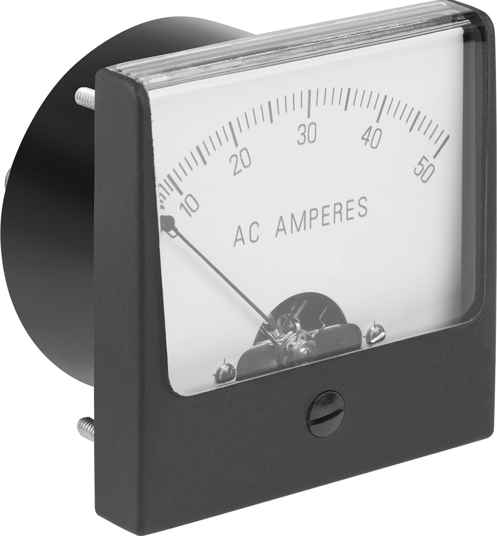 Analog Elektrik Paneli Ölçer, Akım Ölçer, Akrilik Pencere, 0-50 Amper AC, 2.47 inç Yükseklik