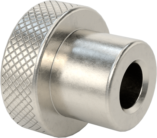 303 Paslanmaz Çelik Tırtıllı Düğme, 1/4" Çapında Dişsiz Delik ve 3/4" Baş Çapılı